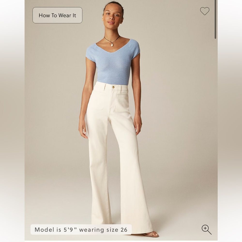 J.Crew Petite high-rise flare jean size 26 cream